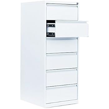 Certeo Karteischrank | 6 Schubladen | HxBxT 132 x 53 x 62 cm | Weiß