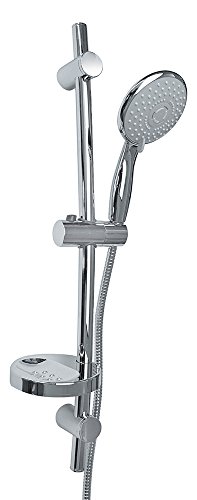 everland am50007 ducha barra deslizante completo de jabonera, ducha 3 chorros antical y flexible, Gris, Juego de 4 piezas