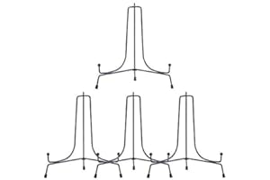 HCHLQLZ 8inch(4pack) Upgraded Anti-Slip Iron Plate Display Stand Black Easel Display Stand Photo Holder Stand,Displays Picture Frames, Decorative Plates, and Artworks