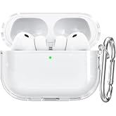 Soft Yumuşak Şeffaf Esnek Silikon Airpods Pro 3 ile uyumlu Kulaklık Kılıfı ve Karabina Anahtarlık (Şeffaf, Airpods Pro 3)
