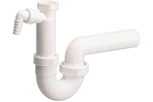 Sanitop-Wingenroth 22205 1 Dallmer-Sifón de olores para fregaderos (plástico, 2 x 50 mm), color blanco, 1 1/2 Zoll x 50 mm