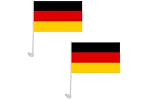FAHOI 2PCS German Car Flags, 45x30cm World Cup Football Game Window Flags, Small Car Flags with Plastic Stick for Any Cars, Sport Activities Use (German)