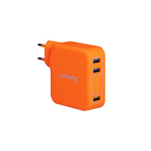 Lumsing Quick Charge 3.0 35W USB Ladegerät Wand Ladeadapter, 1 Port QC3.0 + 2 Port mit Smart IC Technologie Wall Charger für iPhone7/ 7Plus, iPad, HTC One A9/M9, Nexus 6, LG G5 V10 ,Smartphones Tablets und andere USB-ladende Geräte (Orange)