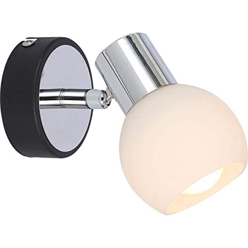Preisvergleich Produktbild Strahler opal Wandschild rund Chrom weiß schwarz Glas