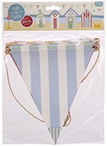 Beach Hut CANDY STRIPE Cardboard Nautical Style Bunting/Garland/Flags - Beach/Fete/Wedding/Garden Party/Barbecue/Picnic Striped Bunting