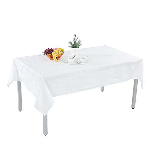 Ammybeddings Pure Color White Table Cloth Restaurant Oblong Dinner Tablecloths Easy Clean PolyesterTable Covers