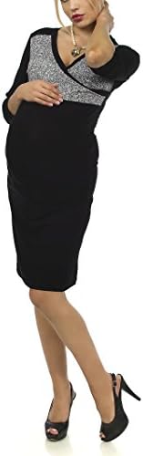 Nitis Umstandsmode Women's Slim Fit Long Sleeve Maternity Dress -  Black - S