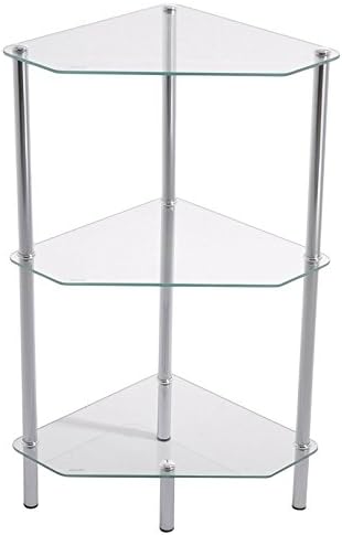 Room Furniture Stylish Design 3 Shelf Bookcase with Chrome Base (Material: Metal/Glass, Weight Capacity: 5 Kilogram) (Clear)