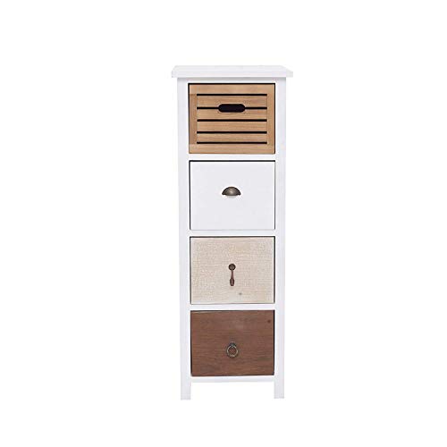 Rebecca Mobili Cómoda Dormitorio, con 4 cajones, Blanco marrón Beige, Estilo Vintage, Muebles hogar baño - Medidas: 89 x 31 x 27 cm (AxANxF) - Art. RE4316