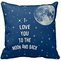 NicholasCGShopOnline C6547F Cotton Linen Decorative Throw Pillow Case Cushion Cover I Love You To The Moon And Back 18 "X18 "