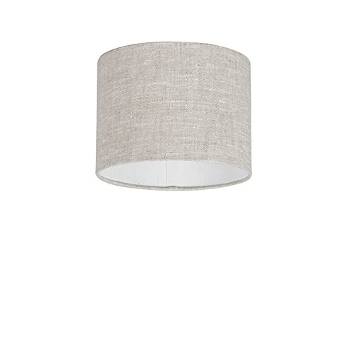 QAZQA Modern Polyester Lampenschirm 20/20/15 Zylinder grau-weiß , Rund gerade Schirm Pendelleuchte, Schirm Stehleuchte,