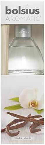 Aromatic "Vanilla" Scented Reed Diffuser, Non Toxic Diffuser oil, Transparent, 7.5 x 25 cm