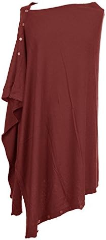 Obbsession Cashmere Poncho Wrap Buttoned Shawls Cardigan Blended Yarns (One Size, Chocolate Brown 5 in 1)