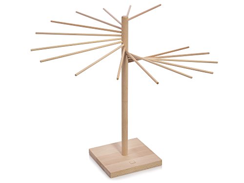Sänger Pastatrockner XXL Faltbar aus Holz Nudeltrockner | Gesamthöhe 50 cm | 16 abnehmbare Arme | Armlänge 30 cm | Geschütztes Design | Stabile Basis zum problemlosen trocknen selbstgemachter Pasta - 3