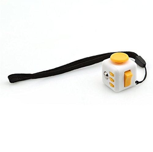 LnLyin Stress Cube for Fidgeter Anxiety Attention Toy Relieves Stress And Anxiety for Children and Adults White and Yellow
