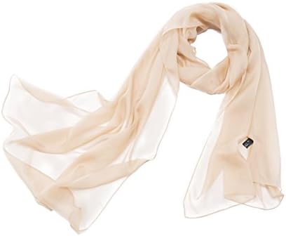 Jamilah 100% Pure Silk Womens Thin Soft Long Shawl Wrap 25"X76" New (Beige)