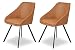 Produktbild SalesFever Esszimmer-Stuhl Luiso | 2er Set | Design Polsterstuhl mit Armlehnen | Bezug Kunstleder braun | Gestell Metall schwarz