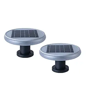 Homehop 15W Solar Gate Light for Outdoor Garden Home Pillar or Post Waterproof Wall Lamp (Multicolor, Round, Pack of 2)