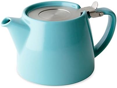 Forlife Stump Teapot with Infuser 13oz (Turquoise) plus a sample of Mystic Brew's Loose Leaf Tea.