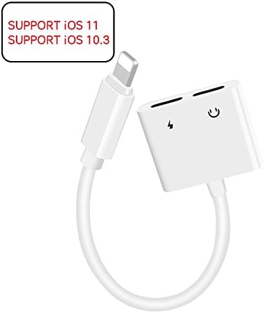 Lightning Jack Splitter, Lightning Adaptor for iPhone X 10/ iPhone 8/8Plus iPhone 7/7Plus Dual Lightning Adaptor &amp; Splitter with Headphone and Charge, Lightning Audio Cable + Charger Port Converter for Apple iPhone X /10 iPhone 8/8Plus iPhone 7/7Plus Earphone and charging Connector ( Support Music Control, Charge and Call)