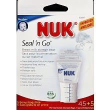 NUK Seal `n Go Breast Milk Storage Bags & Disposable Bottle Liners 45 ea