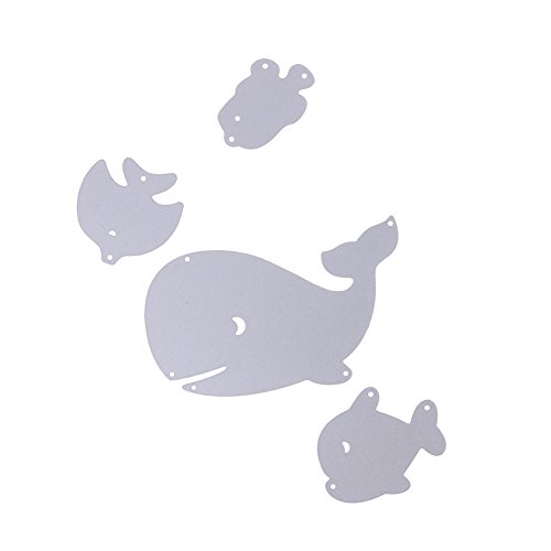 Amazingdeal365 4 PCS Fisch Metall Form Schablonen Schneiden DIY Dekor Sammelalbum Karten Buchzeichen Lesezeichen als Geschenk für Freunde Geburtstag Kinder,Kindergarten Hobby Schule Handarbeit Unterricht usw. Ein tolles Geschenk! - 2