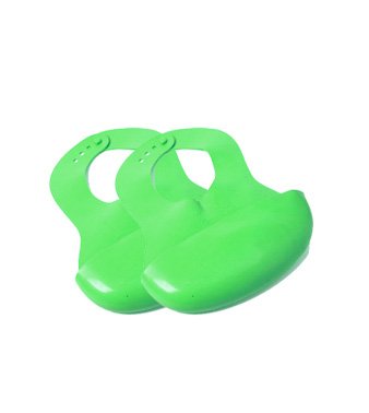 Adjustable Feeding Rubber Pelican Bib -- Green (2-Pack) -- 6 m+