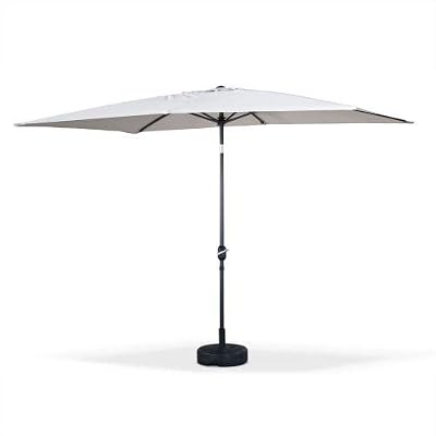 ALICE'S GARDEN Parasol droit Touquet rectangulaire 2x3m Sable, mât central aluminium orientable et manivelle d'ouverture