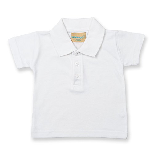 Larkwood Baby Infants Button Placket Flat Knit Polo Shirts White 18-24 Months