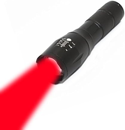 LiteMax Super Bright High Power Red LED Light Tactical Lamp Torch Zoomable Coyote Hog Hunting Light Water Resistance 18650 or AAA Battery Powered High Lumens Flashlight (No Battery )