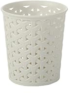CURVER Faux Rattan Dresser Storage Pot, White, 11 x 6 x 11 cm