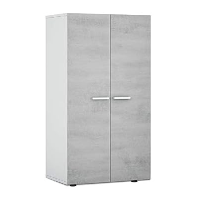 Habitdesign 0L7816O Meuble à Chaussures 2 Portes Finition Blanc Brillant et Ciment 76 x 75 x 22 cm