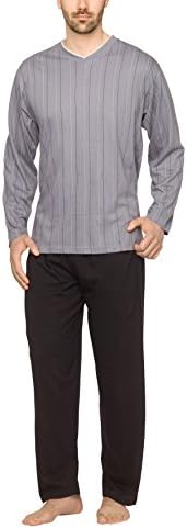 Moonline - Men's Pyjamas with V-Neck and Stripe Pattern