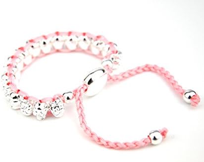 Pink skull friendship bracelet quality silver plated beads woven links on colour cord Shamballa beads silver same-day dispatch
