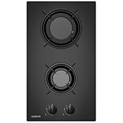 OCEANIC OCEACTG2VB8 - Table de cuisson domino - 2 foyers - 4000 W - L30 x P 52 cm - Revetement verre - Noir