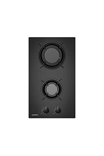 OCEANIC OCEACTG2VB8 - Table de cuisson domino - 2 foyers - 4000 W - L30 x P 52 cm - Revetement verre - Noir