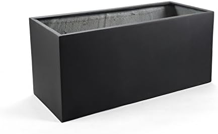 Planter Box "Luca No. 4 Lite Balcony Box" Black Rectangular Fibreglass *5 Year Guarantee* - 60x20x20cm - F275