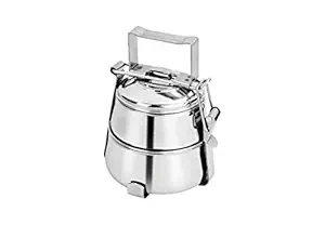 SES-LEE Stainless Steel, 2 Tier Tiffin Container Lunchbox for Boys Girls Teens Kids and Adults, Eco Friendly Meal Prep Food Compartment Storage for School or Work