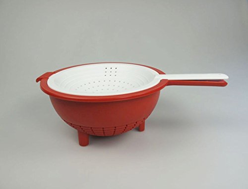 TUPPERWARE Küchenhelfer Sieb Saladin rot-weiß Sieb mit Abtropfsieb Multi-Sieb 9880 - 4