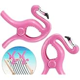 Pembe Flamingo Plaj Havlusu Mandalı, 2'li Set, G&uuml;&ccedil;l&uuml; Tutuşlu, Taşınabilir Klips