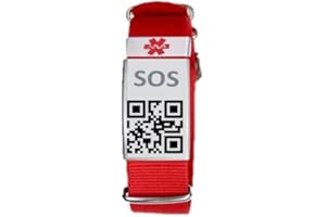 SILINCODE Qr SOS-Armband, Notfälle, Unfälle, Gesundheitswesen, Schutz, Sicherheit, Identifizierung, Gesundheitszustand, Medikamente, Sport, Kontakte, Diabetes, Allergien, Epilepsie, Warnungen (Rot)