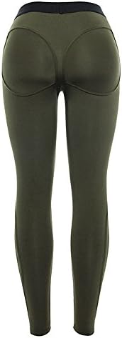 WmcyWell Womens Butt Lift Power Flex Workout Leggings Yoga Pants Running Tights Army Green S