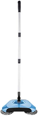 360 Degree Rotating Cleaning Machine, ZZM Lazy Automatic Hand Push Sweeper Broom Without Electricity (Blue)