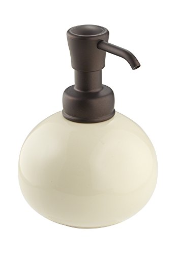 mDesign Seifenspender wiederbefüllbar – dezenter Pumpseifenspender aus vanillefarbener Keramik– optimal für Küche oder als Badzubehör mit 295 ml Füllmenge