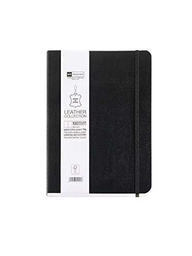 Basicos Mr 10401, Cuaderno Flexible en Piel con Goma,  200 Hojas, 5 mm, Negro