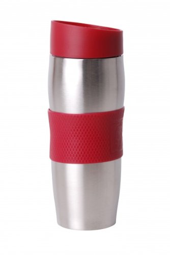 Thermobecher - Trinkbecher - Edelstahl/Kunststoff - 380 ml - Isolierbecher - Kaffeebecher - Coffee to go Becher - Farbe wählbar, Farbe:Rot
