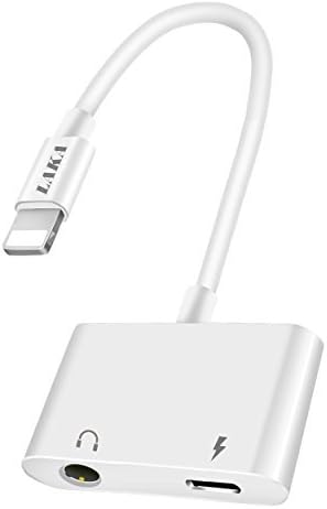 LAKA iPhone 7 Adapter, 2 In 1 Lightning Cable, Dual Function Lightning Adapter Splitter to 3.5mm Headphone Adapter,Charge Adapter, Earphone Adapter - Upgrade for IOS 10.3+