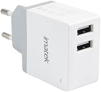 Travel Charger, IMATEK TC2002 White Wall Charger 2-Port USB Power Adaptor 2.4A/12W for iPhone 7/6s/6/Plus iPad iPod Samsung Galaxy S8/S7/S6/Edge Note 5 HTC Tablet, Kindle.