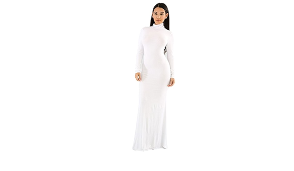 white turtleneck maxi dress