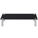 【Alta Calidad】Las patas de acero hacen que el soporte LCD sea robusto y resistente, mientras que la parte superior de cristal está templada para mayor seguridad.